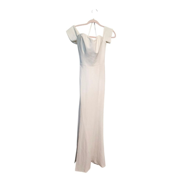 Dress the Population White Off-Shoulder Slit Maxi Dress S - Picture 7 of 11